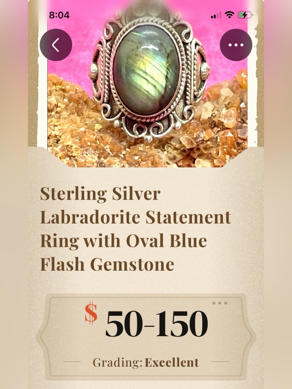 Sterling Labradorite Ring - Picture 2 of 11